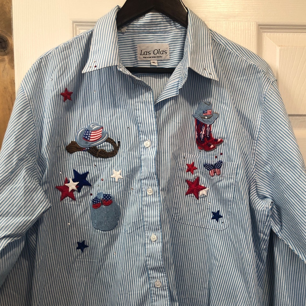 Embroidered‎ USA Western Button Down Embelished XL (D12)